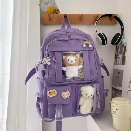 Impermeável Multifuncional Nylon Mochila, Grande Capacidade Saco De Escola, Teenage Book Bag, Travel Bag, Adolescente