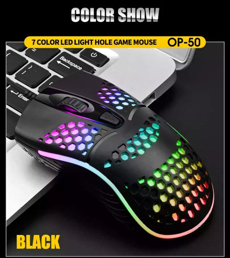 Cabo com fio jogos 7 respiração led luz traseira do mouse óptico usb computador escavado para fora ratos computador portátil desktop 4d pc uso doméstico escritório