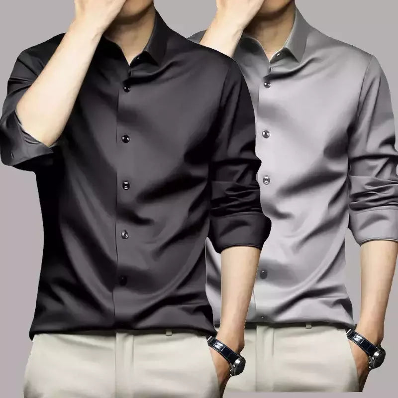 Camisa de manga comprida masculina, fato casual profissional, camisa branca, resistente a rugas sem ferro, vestido de negócios, high end, S-5XL