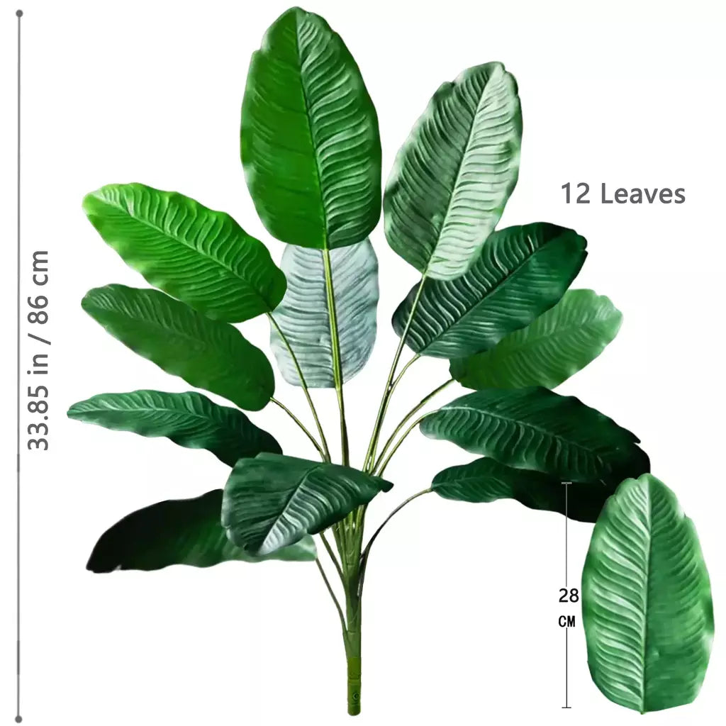 Palmeira tropical artificial 60-90-120cm(47,2 pol.) folhas de planta de banana falsa toque real planta de plástico strelitzia para jardim doméstico