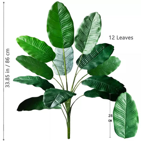 Palmeira tropical artificial 60-90-120cm(47,2 pol.) folhas de planta de banana falsa toque real planta de plástico strelitzia para jardim doméstico