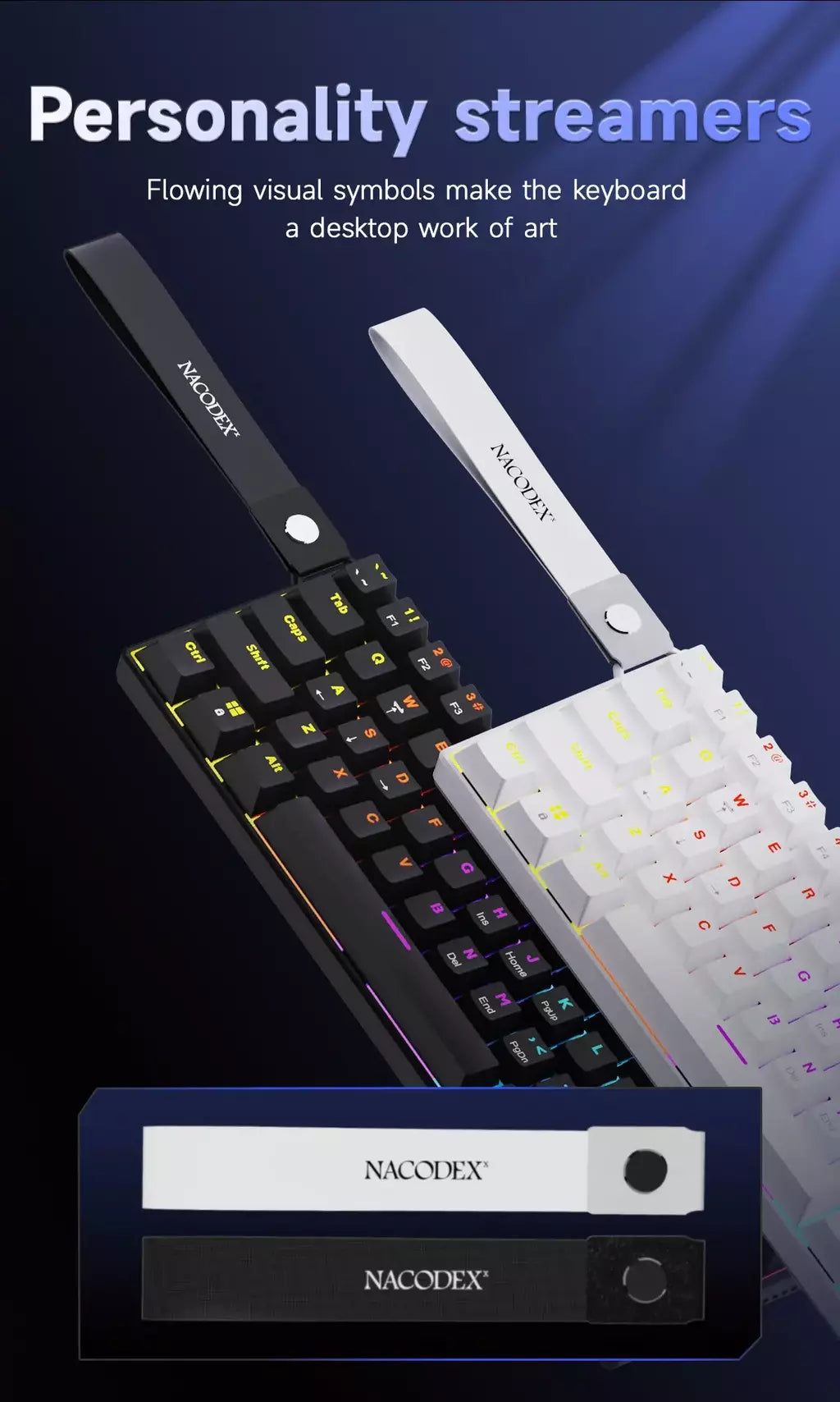 Ajazz nk61 teclado mecânico com fio 60% cores misturadas rgb hot-swap 61 teclas teclado para jogos interruptor rad para jogadores esports