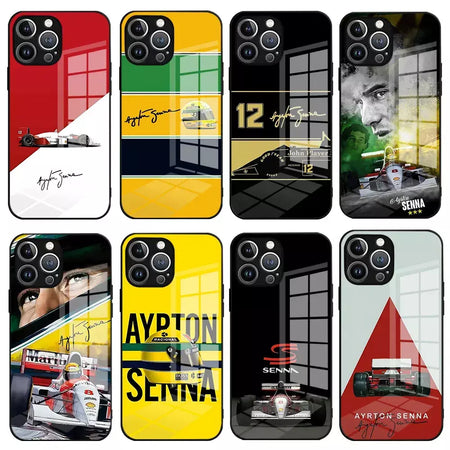 Ayrton Senna F1 Capa de telefone para iPhone 16 16e 15 14 13 12 Mini 11 Pro XS Max XR X SE 2022 8 7 Plus Moldura de silicone macio de vidro