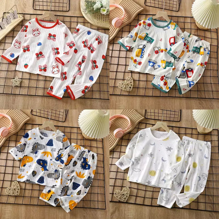 Conjunto de pijamas de manga comprida infantil, Seção fina, Roupa de bebê, Roupa doméstica, Meninos, Meninas, Crianças, Verão, Novo, 2022