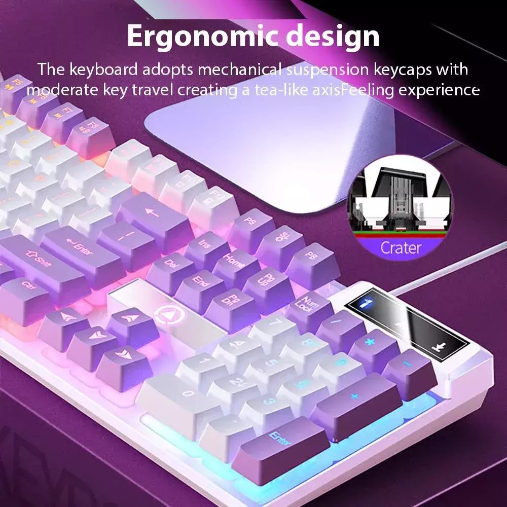 K500 teclado para jogos com fio sensação mecânica laptop desktops pc computador acessórios de escritório 104 teclas teclados com luz de fundo rgb