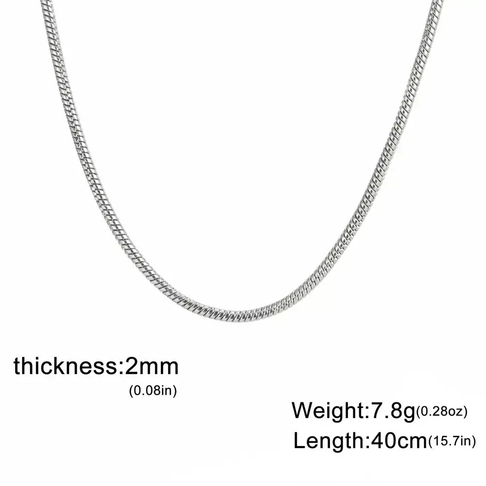 My Shape Rodada Cobra Cadeia Colar para Mulheres Homens Aço Inoxidável Link Cadeia 0.9mm 1.2mm 2mm Cadeia Gargantilha Moda Jóias Presentes