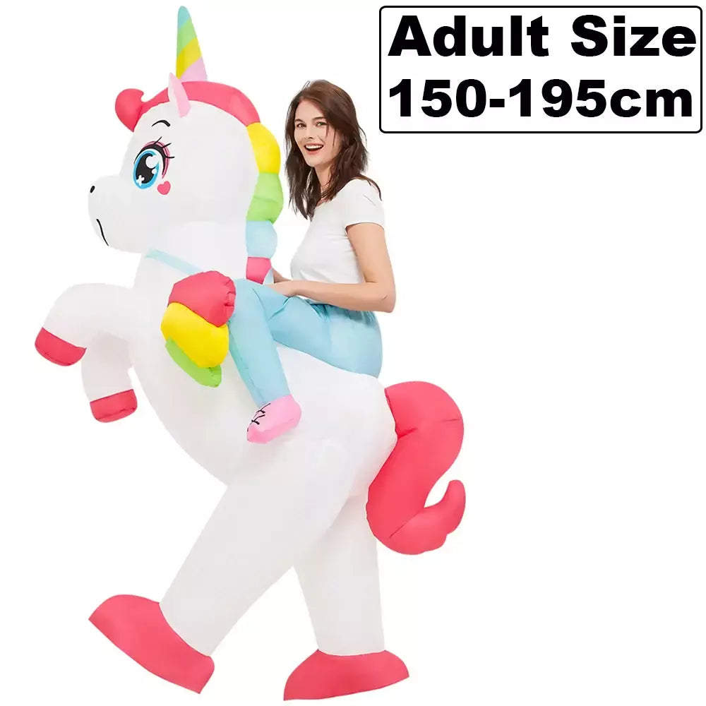Vestuário colorido unicórnio animal trajes infláveis terno anime purim halloween carnaval festa cosplay traje para crianças adultas
