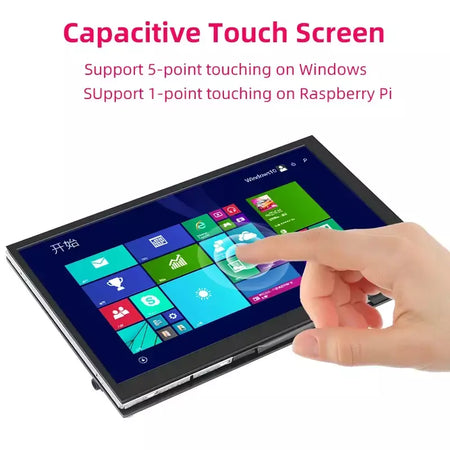 7 Polegada display portátil ips lcd tela de toque capacitivo 1024x600 monitor alto-falantes opcionais para raspberry pi 5 4b 3b + computador portátil