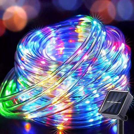 Led solar corda luz de tira corda 7m jardim iluminação rua guirlanda natal luzes fadas ao ar livre ip65 à prova dip65 água tubo lâmpada
