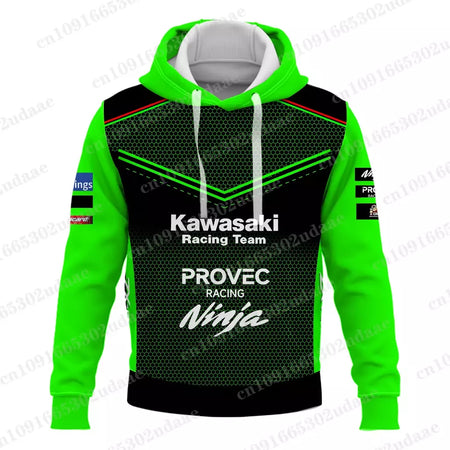 Moletons com capuz masculino e feminino, Forças de Corrida Kawasaki, Esportes Radicais, Nova Edição, 2024