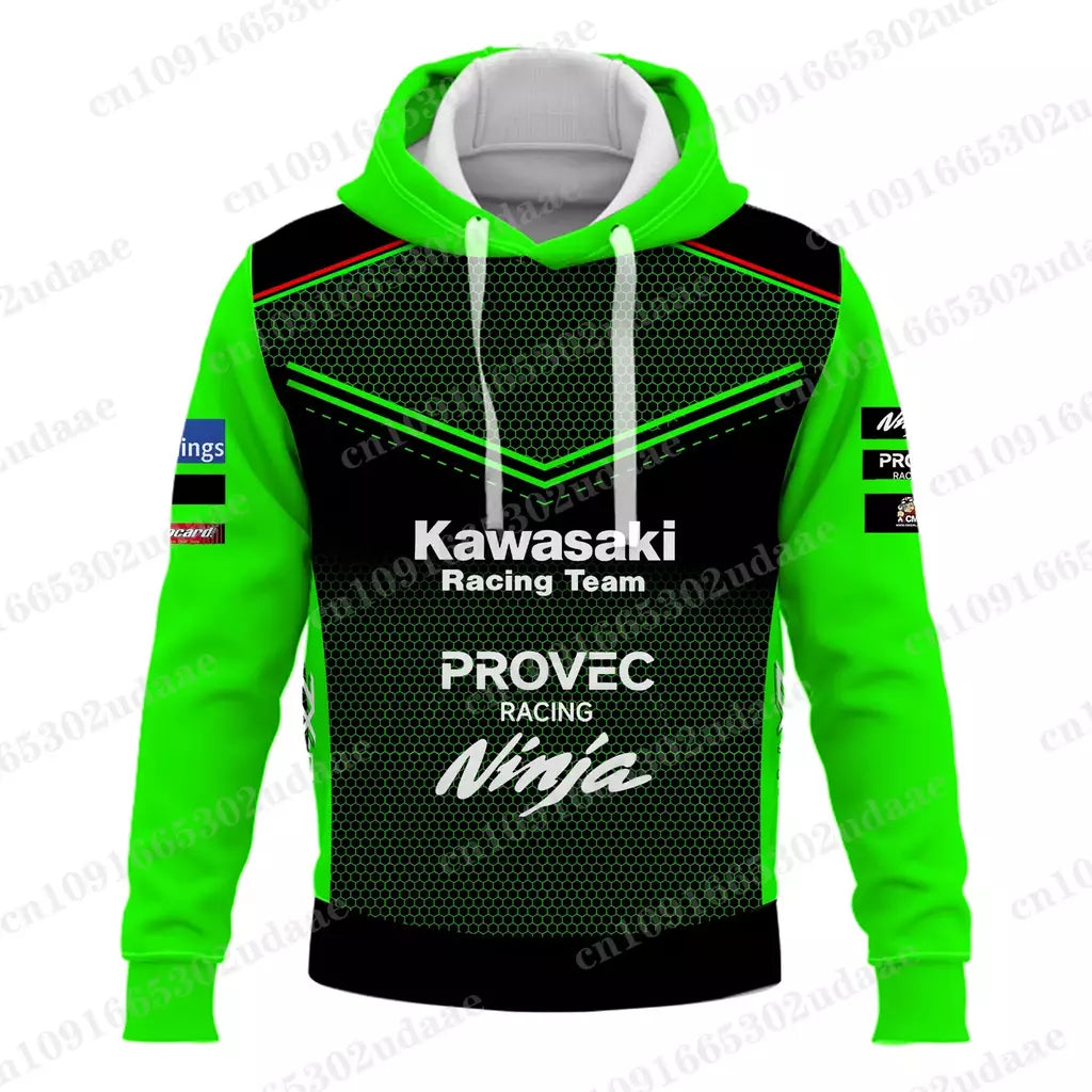 Moletons com capuz masculino e feminino, Forças de Corrida Kawasaki, Esportes Radicais, Nova Edição, 2024