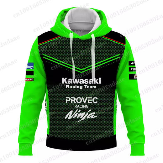 Moletons com capuz masculino e feminino, Forças de Corrida Kawasaki, Esportes Radicais, Nova Edição, 2024