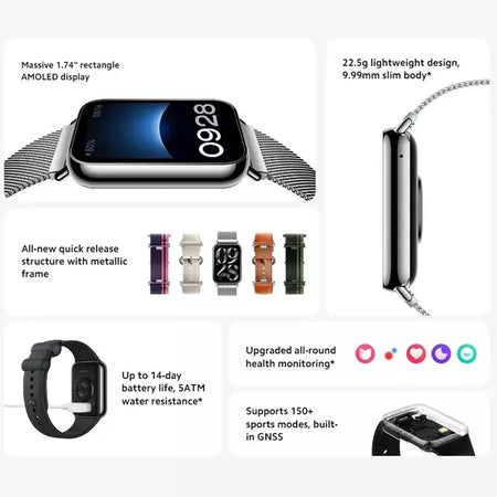 Versão global xiaomi mi band 8 pro pulseira inteligente 5atm à prova dwaterproof água 150 modos esportivos 1.74 "tela amoled gps oxigênio no sangue