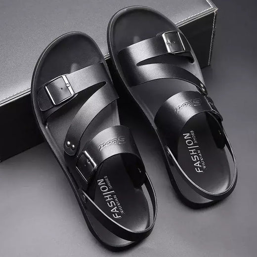 Moda Confortável Sandálias Masculinas Cor Sólida Open Toe Mens Sandálias De Couro 2023 Novos Chinelos De Praia para Calçado De Couro Masculino