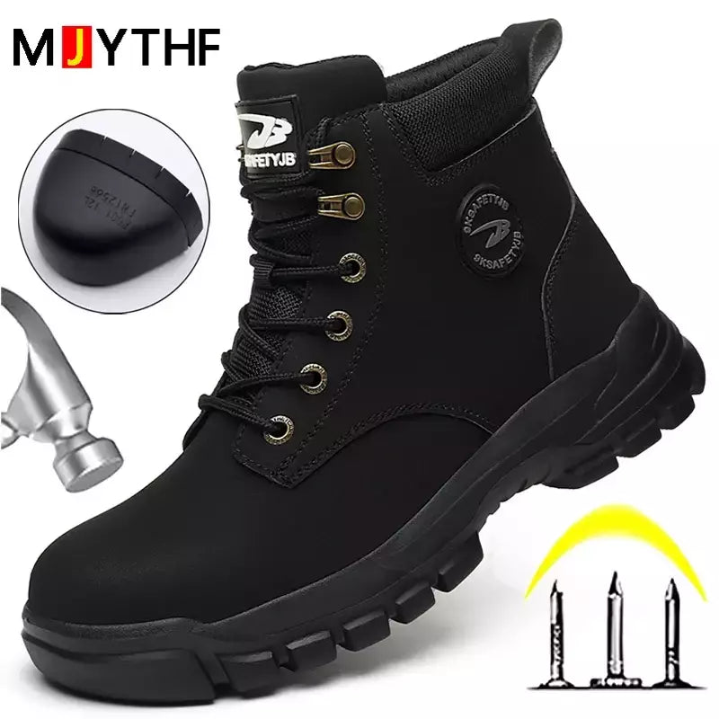 Botas de proteção de aço masculino, Anti-Smash, Anti-Punção, Trabalho, Segurança, Indestrutível, Impermeável, Inverno