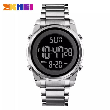 Skmei relógio de pulso masculino luxuoso, à prova d'água, aço inoxidável, eletrônico, esportivo, digital, 1611