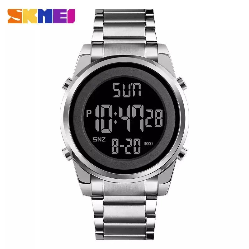 Skmei relógio de pulso masculino luxuoso, à prova d'água, aço inoxidável, eletrônico, esportivo, digital, 1611