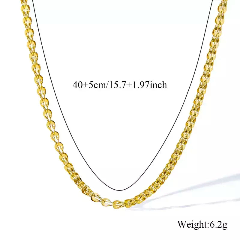 Eilieck 316l aço inoxidável metal charme corrente colar jóias de declaração 18k pvd banhado colar de pescoço corrente para mulher