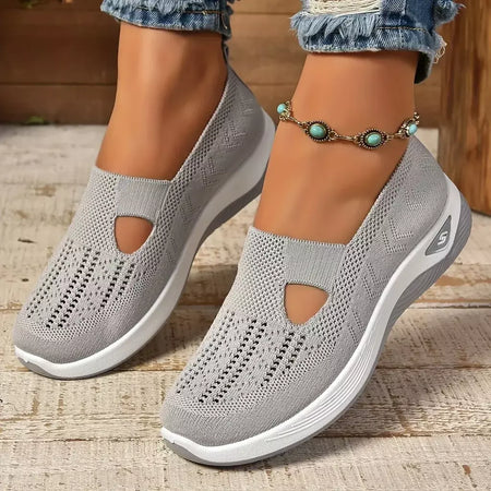 Tênis feminino respirável sapatos casuais verão sola macia sapatos ortopédicos leve deslizamento em sapato de caminhada antiderrapante sapatos planos