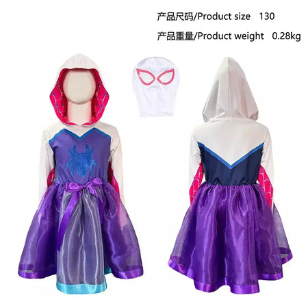 Meninas gwen fantasma aranha traje bodysuit halloween cosplay com capuz trajes de festa de férias fantasia sexy vestir-se hoodies maiô