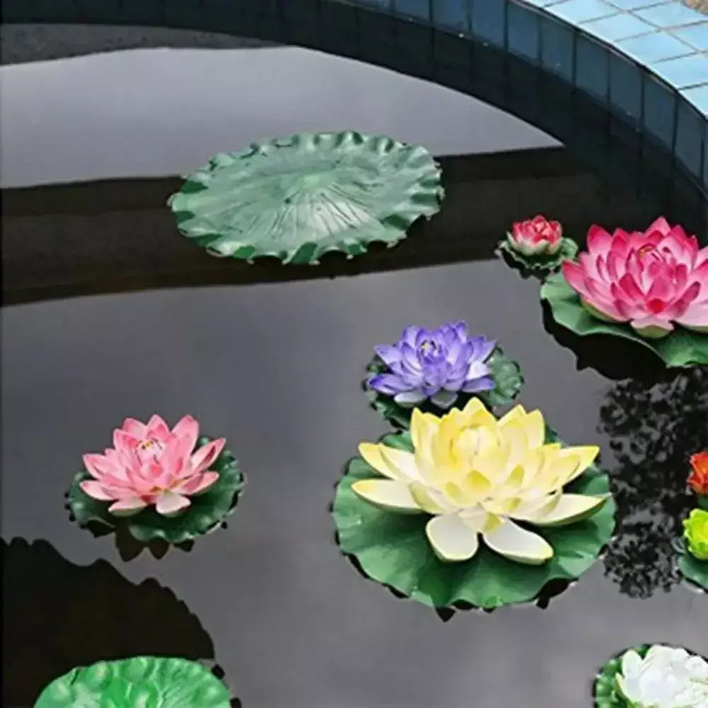 Lifelike Floating Lotus Artificial Flower Decoration, Water Lily, Micro Paisagem para Casamento, Lagoa, Jardim, Decoração de Plantas Falsas, 10pcs