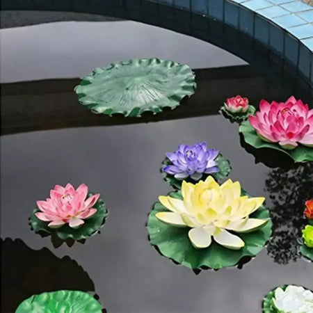 Lifelike Floating Lotus Artificial Flower Decoration, Water Lily, Micro Paisagem para Casamento, Lagoa, Jardim, Decoração de Plantas Falsas, 10pcs