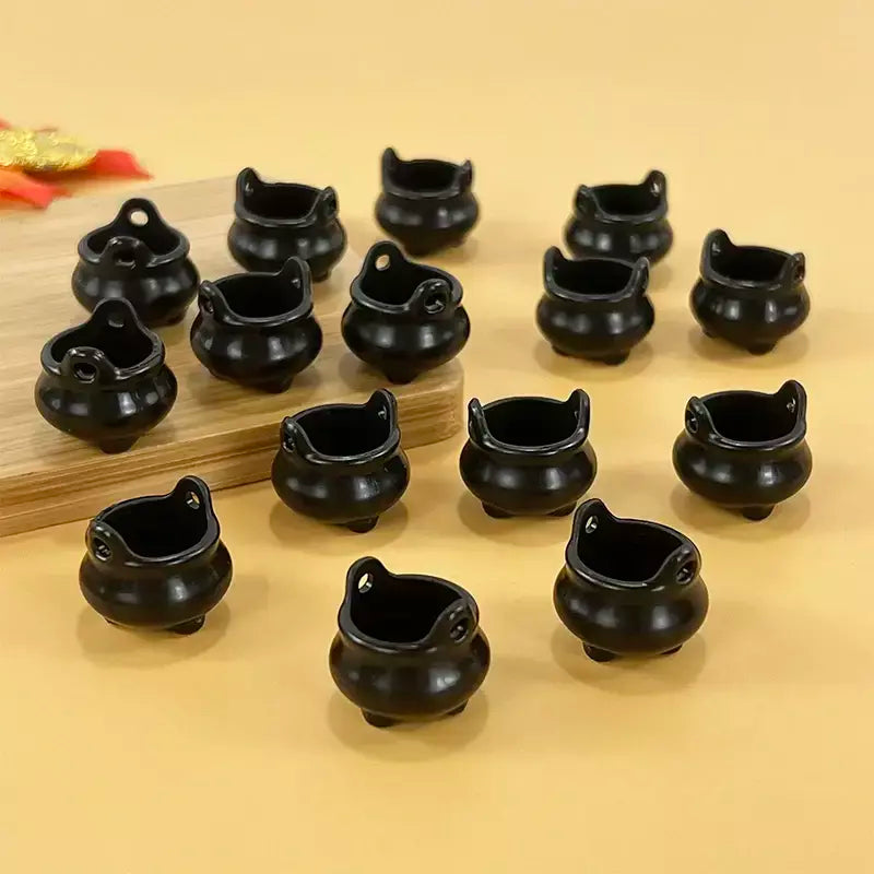 10 pçs halloween bruxa chapéu decorações chapéus em miniatura caldeirão potes chaleira ornamento festa de halloween decoração para casa diy artesanato