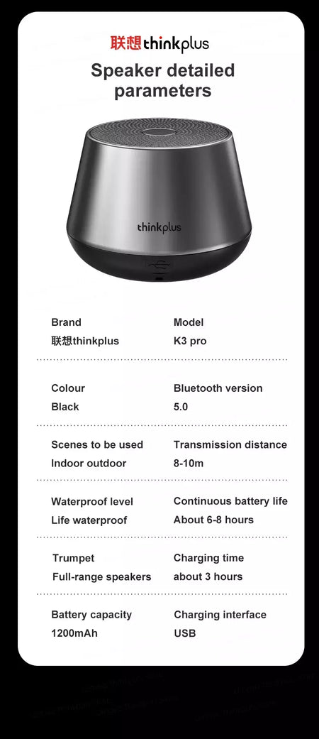 Escolha lenovo k3 pro reprodutor de áudio alto-falante 5.0 portátil bluetooth alto-falante estéreo surround sem fio bluetooth alto-falantes