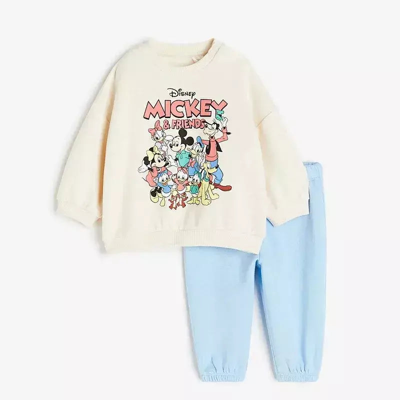 Meninas primavera outono roupas minnie impressão completa moletom + calças 2 pçs esportes casuais novas crianças dos desenhos animados moda manga longa ternos