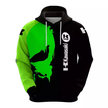 Hoodie Kawasaki Moto GP para homens e mulheres, pulôver esportivo infantil, lazer de rua, impressão 3D, primavera e outono