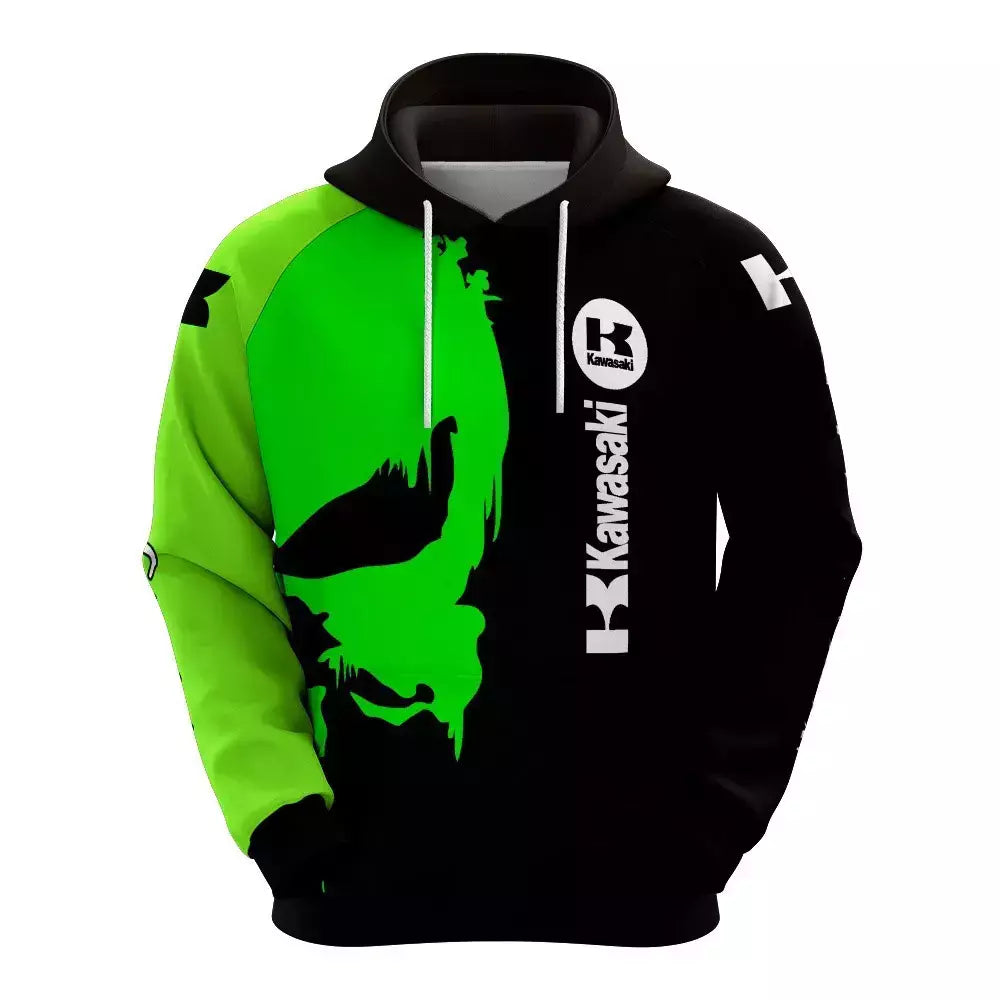 Hoodie Kawasaki Moto GP para homens e mulheres, pulôver esportivo infantil, lazer de rua, impressão 3D, primavera e outono