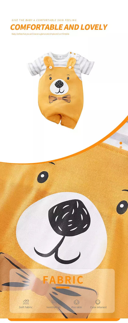 Roupa de urso fofa para criança, roupas de bebê e menina, macacão ao ar livre, traje de verão lindo de 0-18 meses, novo estilo, moda, 2024