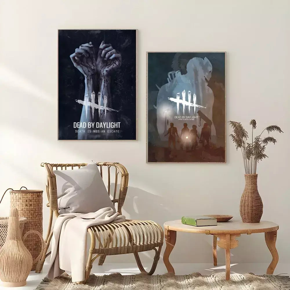 Jogo d-dead by d-daylight horror aterrorizante cartaz pegajoso impressão de arte de parede à prova dwaterproof água casa sala de estar barra decoração estética