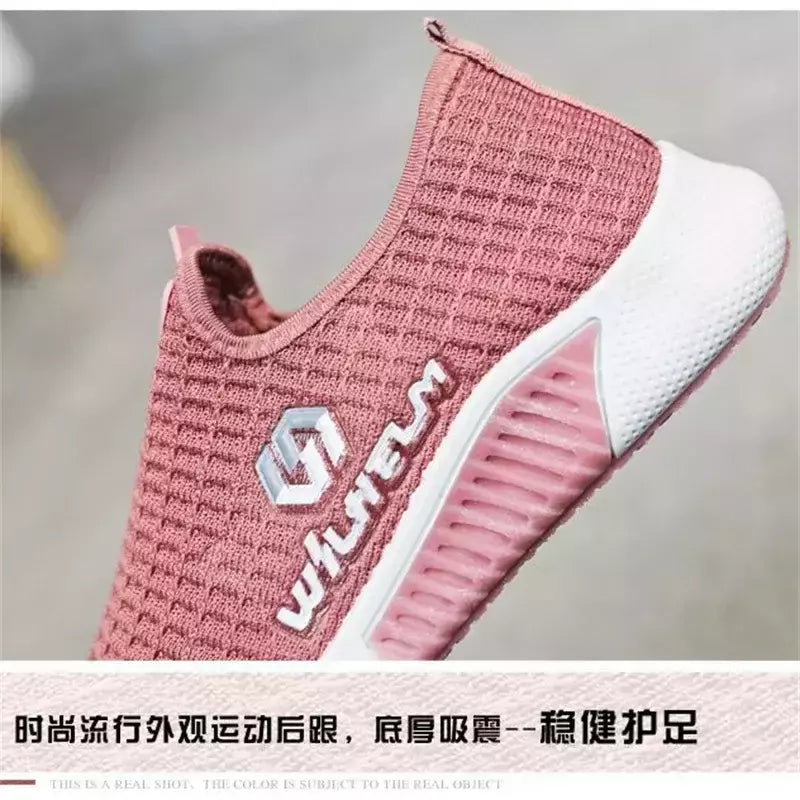 Tênis casual de malha respirável feminino, tênis de fundo macio, tênis de coco na moda, verão, novo