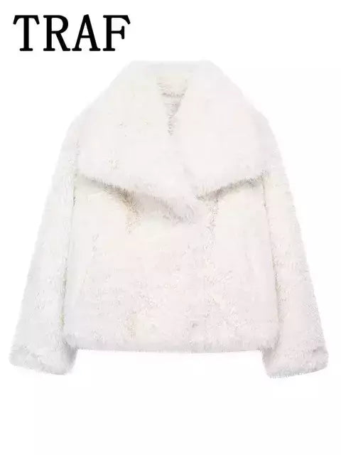 TRAF-Jaqueta feminina de tecido de lantejoulas de metal, casaco solto, gola alta, manga comprida, outerwear feminino chique, outono, inverno, 2023