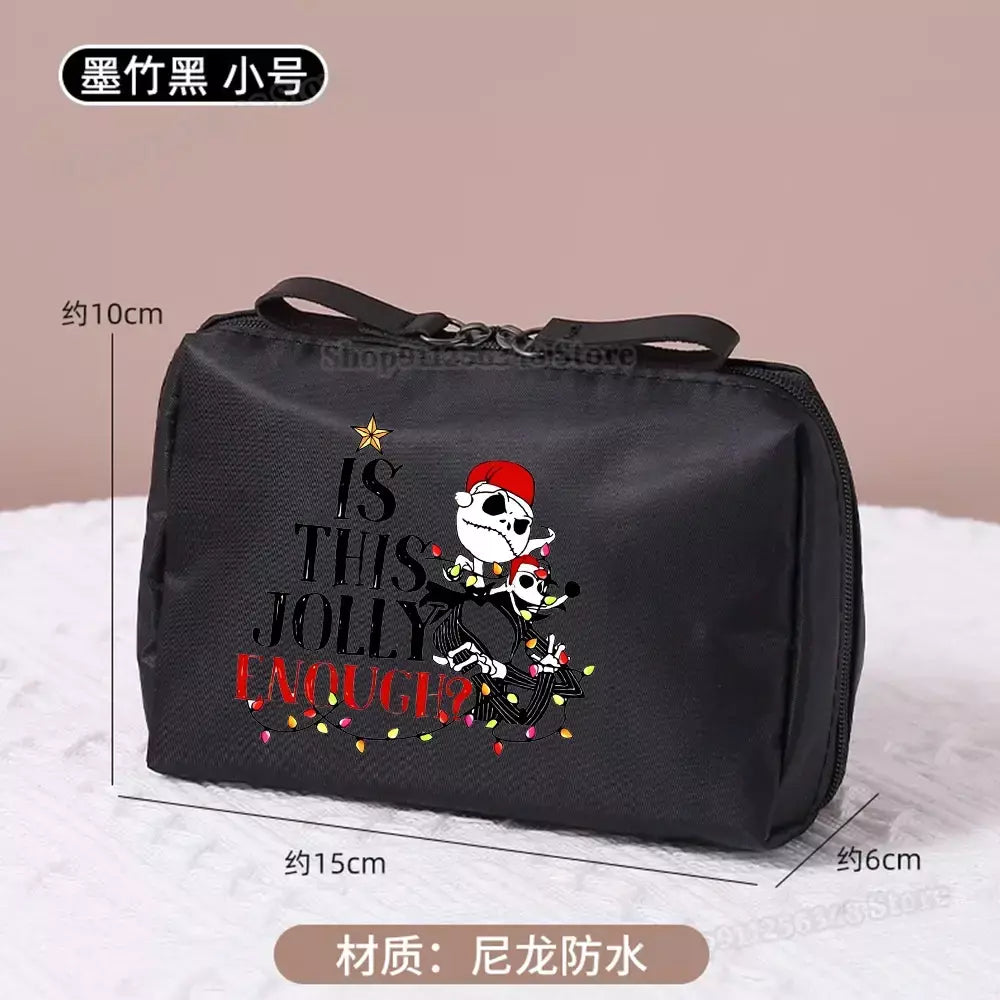 O pesadelo antes do natal saco de maquiagem figura dos desenhos animados jack skellington bolsa sacos cosméticos disney compõem casos organizadores