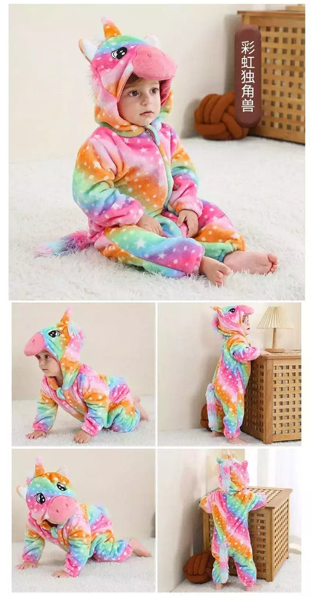 Macacão de flanela para bebés, Macacão Kigurumi, Macaco, Unicórnio, Vaca, Leão, Animal Cosplay, Pijama para 1 a 4 anos Crianças, Meninos, Inverno