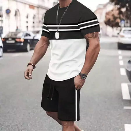 Conjunto de camiseta e shorts casuais masculinos, tops de praia estampados em 3D, moda streetwear, roupas esportivas, estilo havaiano, novo, 2 peças