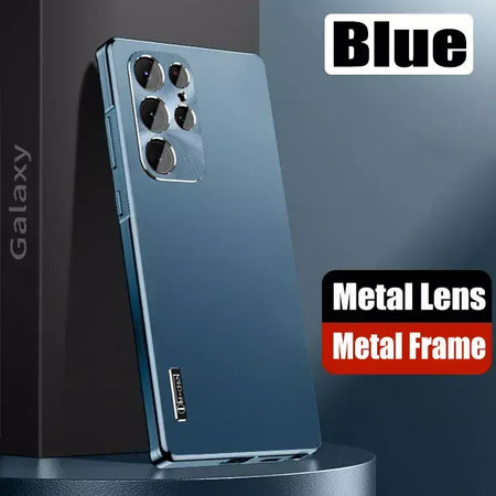 Moldura de alumínio com fecho magnético, capa traseira de plástico de metal para samsung galaxy s25 ultra s24 ultra s23 s22 s21, capa forte à prova de queda