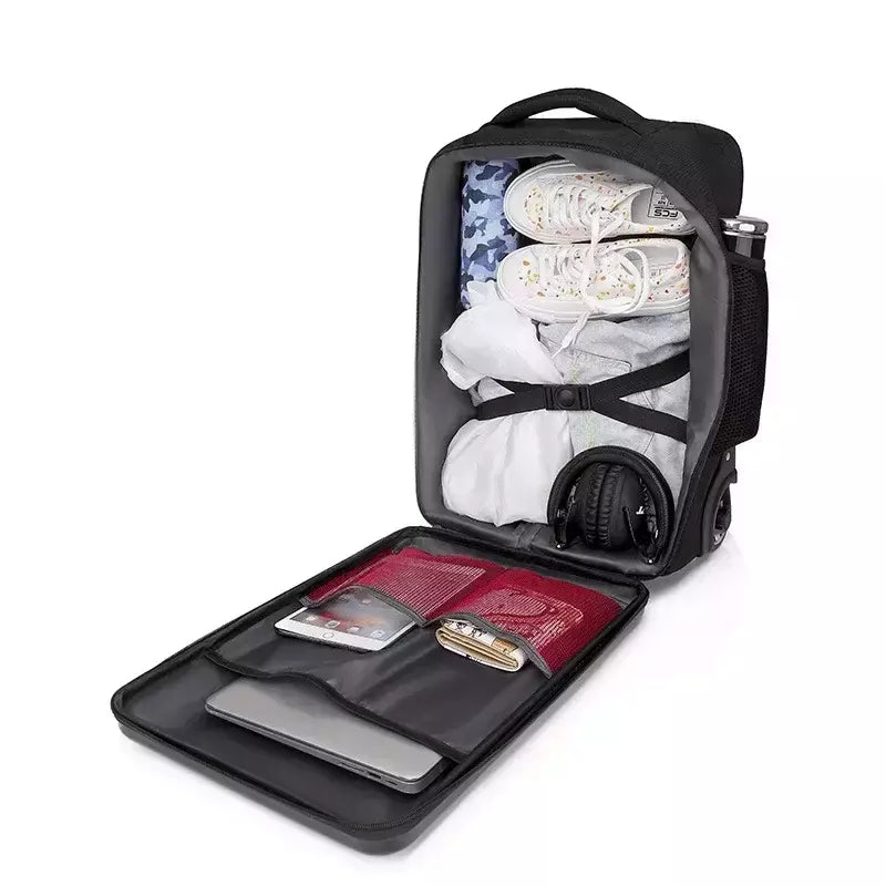 Saco de embarque multifuncional, mochila de negócios dura, trole bag, mala de viagem, bagagem de rolamento, grande capacidade, 19";;VERDADEIRO;;"Blue,19