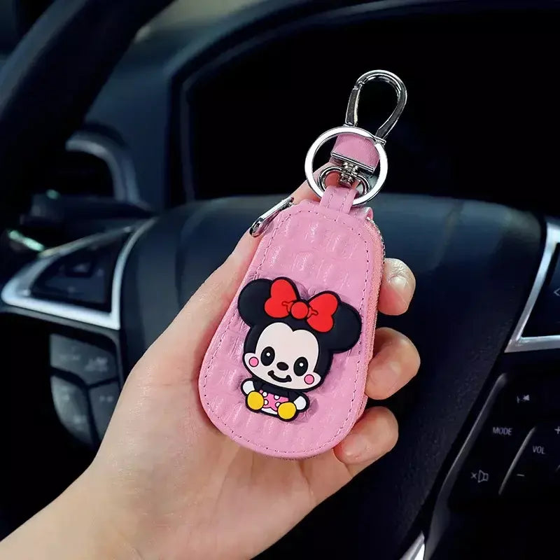 Caso chave do carro dos desenhos animados mickey minnie pato donald decoração anime figura auto chave proteção caso interior ornamento acessórios