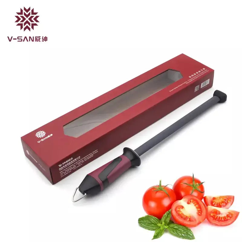 V-SAN-Professional Kitchen Knife Sharpener Rod com alça confortável, Ceramic Sharpener, ferramenta de nitidez, High Performance, TV1703