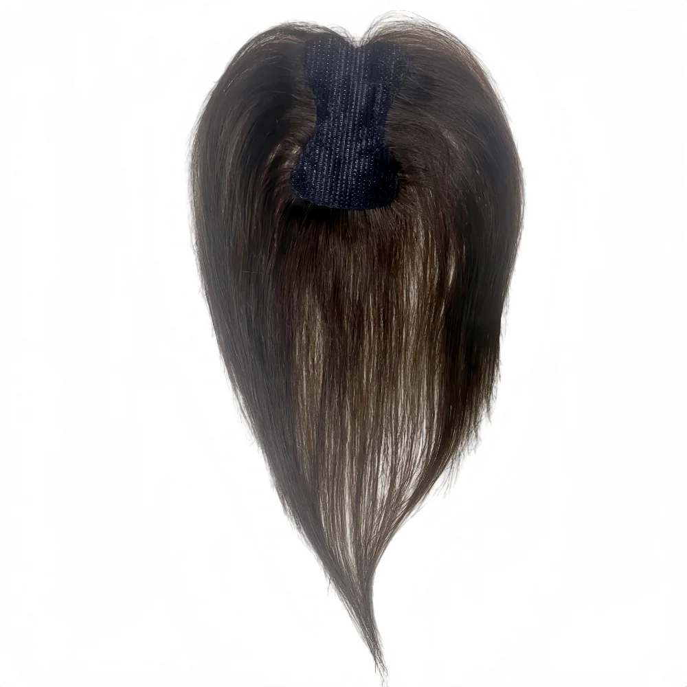 Nenhum clipes de cabelo humano franja francesa gancho e laço pasta mágica toppers para mulheres fácil de usar adesivos de costura remendos de cabelo extensão