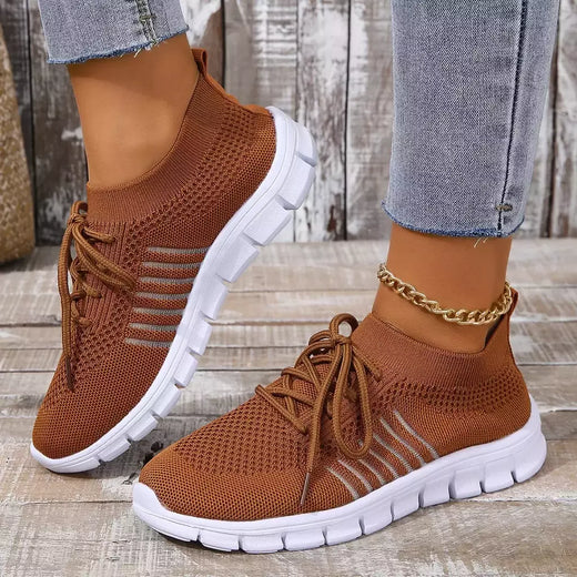 Tênis casual feminino, confortável e respirável, sapato de plataforma versátil com cordões, moda verão, 2024