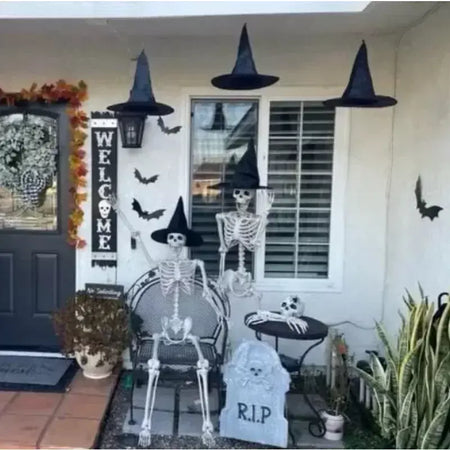Chapéu de bruxa preto e branco para Halloween, festa em casa, decorações penduradas, adereços cosplay, favor do festival, chapéus mágicos, brinquedos infantis