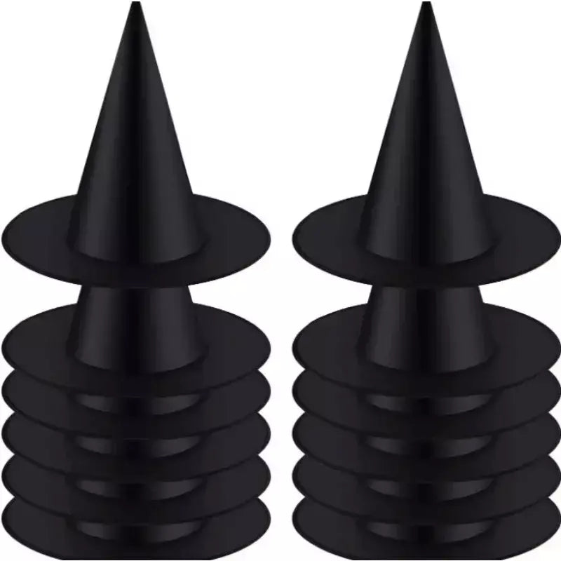 Chapéu de bruxa preto e branco para Halloween, festa em casa, decorações penduradas, adereços cosplay, favor do festival, chapéus mágicos, brinquedos infantis