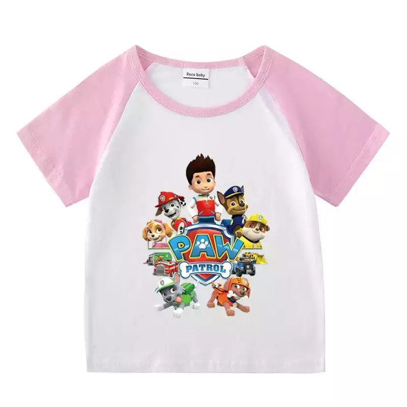 Boys Paw Patrol T-shirt manga curta Top e Shorts Set, bebê meninos roupas, roupas dos desenhos animados, terno verão, novo conjunto infantil, 2022, 2pcs