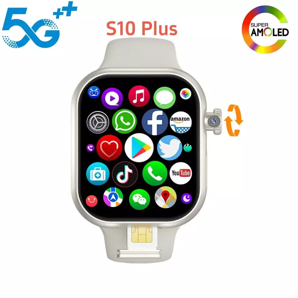 Vp29 smartwatch 5g android 256gb de armazenamento 4g/5g lte cartão sim gps wifi 2.29 polegadas 490*580 amoled relógio inteligente com câmera rotativa de 8mp