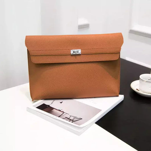 Envelope de couro PU para mulheres, embreagem vermelha, bolsa feminina, padrão de lichia, bolsas de mão simples, vermelho