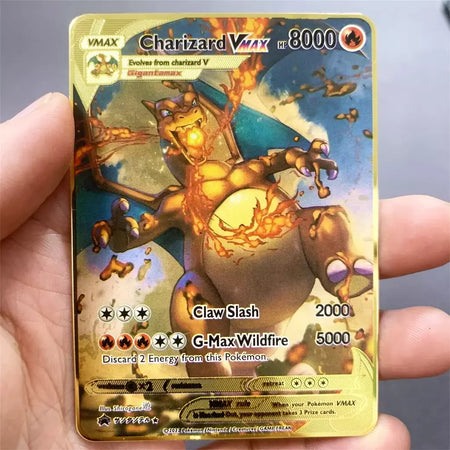 999999 Pontos hp pokemon cartão de metal charizard ouro metal super cartões inglês cartão mewtwo vmax mega anime jogo coleção presentes